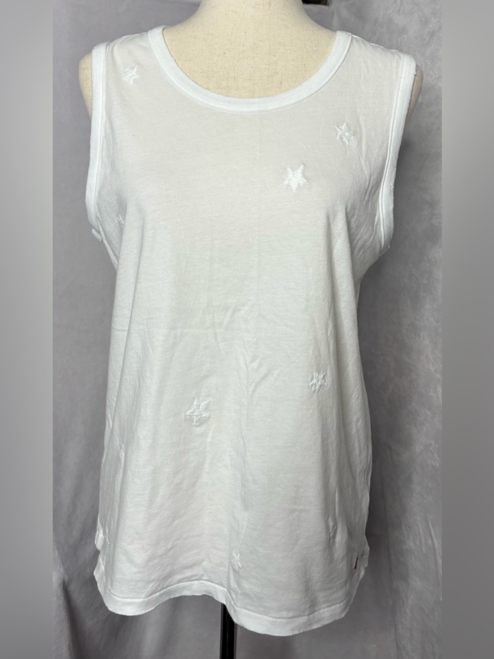 n:Philanthropy White Star Embroidered Muscle Tank Top M NWT $108